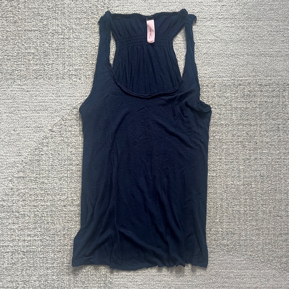 Navy Blue Loose Racerback Tank Top